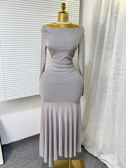 Joskaa Mesh Long Sleeve Bodycon Maxi Dress - maxi dress image 3