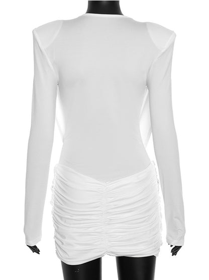 Joskaa Ruched Long Sleeve Bodycon Mini Dress - mini dress image 4