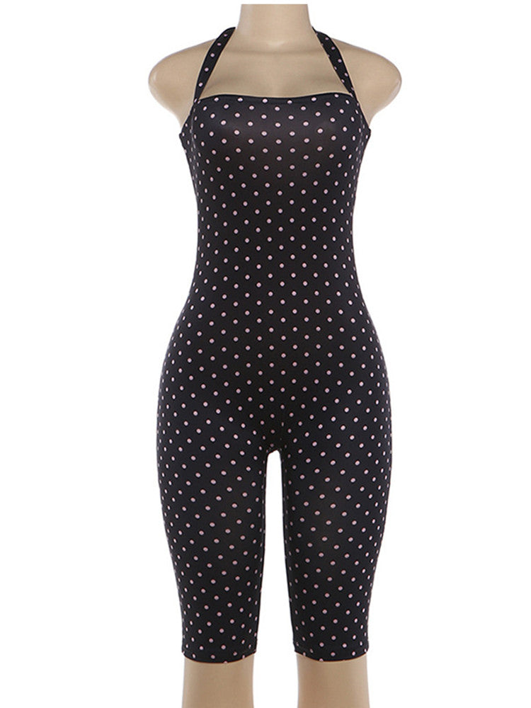 Joskaa Polka Dot Backless Halter Sleeveless Romper - romper image 2
