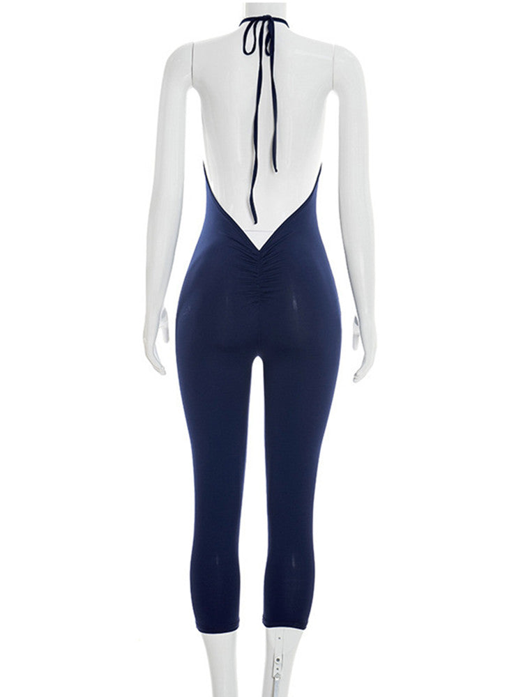 Joskaa Ruched Backless Halter Bodycon Jumpsuit - jumpsuit image 4