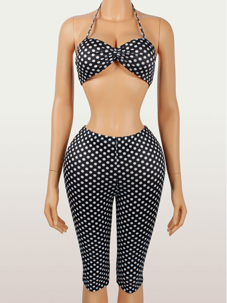 Joskaa Polka Dot Halter Two Piece Set - two piece set image 2