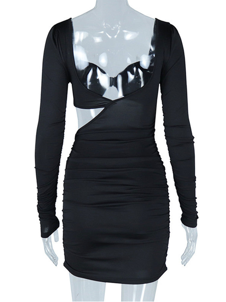 Joskaa Ruched Backless Long Sleeve Bodycon Mini Dress - mini dress image 4