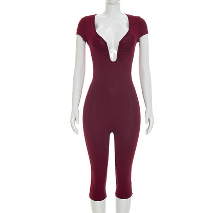 Joskaa Zip Up Short Sleeve Bodycon Romper - romper image 7