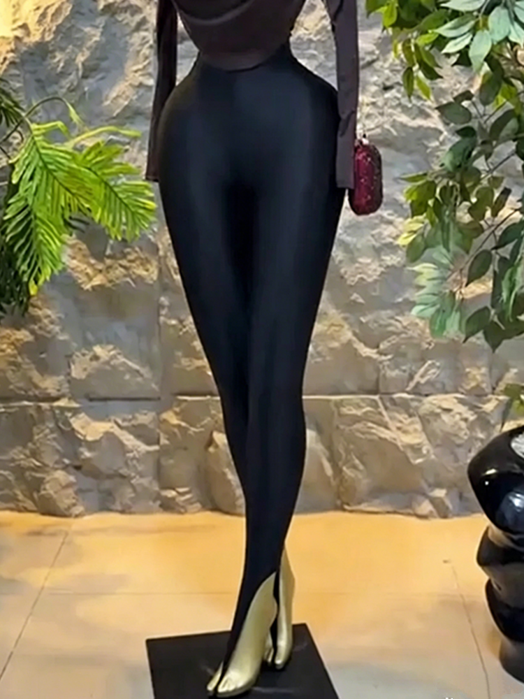 Joskaa High Waist Pants Shiny Sparkle Footed - pants image 2