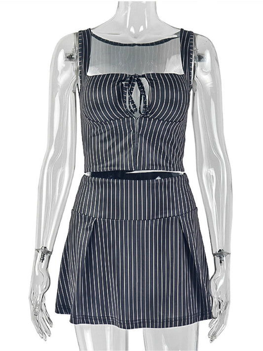 Joskaa Stripe Crop Mini Two Piece Set - two piece set image 2