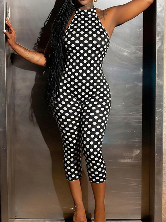 Joskaa Polka Dot Backless Halter Sleeveless Romper - romper image 1