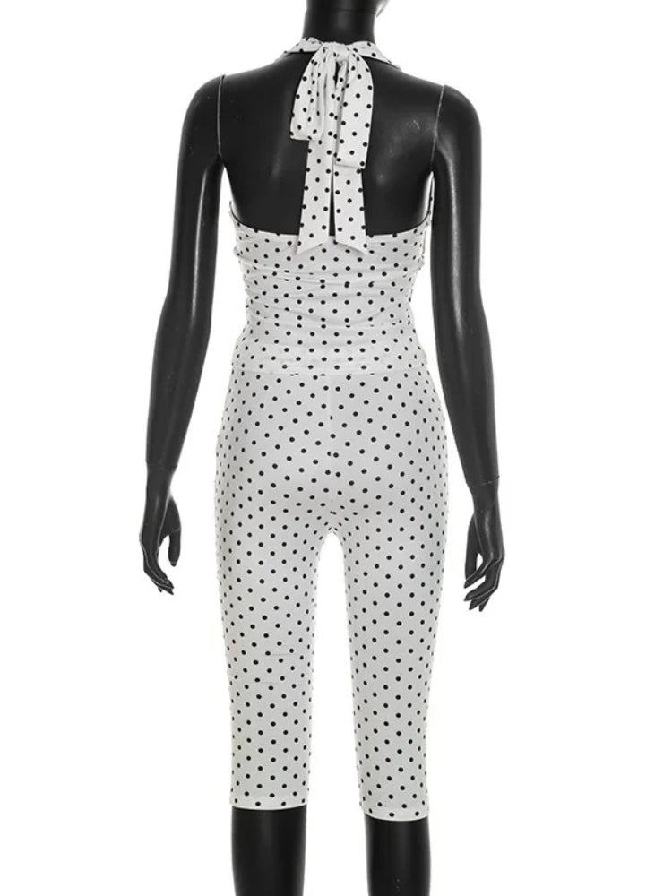 Joskaa Polka Dot Backless Halter Two Piece Set - two piece set image 4