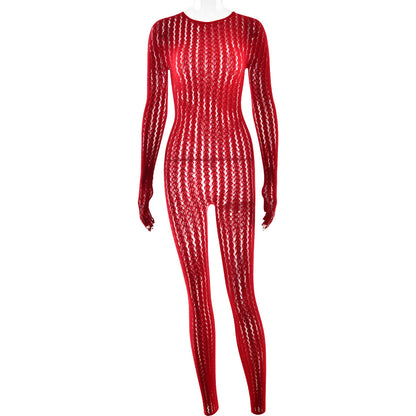 Joskaa Stripe Ribbed Knit Long Sleeve Bodycon Jumpsuit - jumpsuit image 6