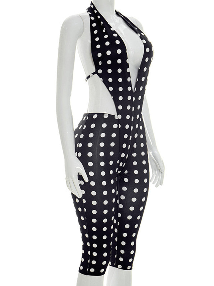 Joskaa Polka Dot Backless Halter Sleeveless Romper - romper image 3