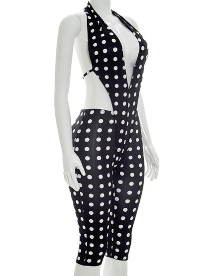 Joskaa Polka Dot Backless Halter Sleeveless Romper - romper image 3