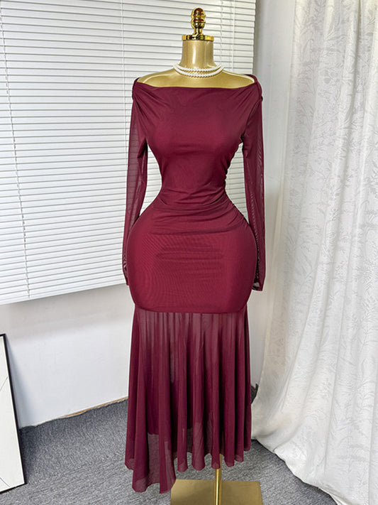 Joskaa Mesh Long Sleeve Bodycon Maxi Dress - maxi dress image 1