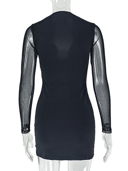 Joskaa Mesh Long Sleeve Bodycon Mini Dress - mini dress image 4