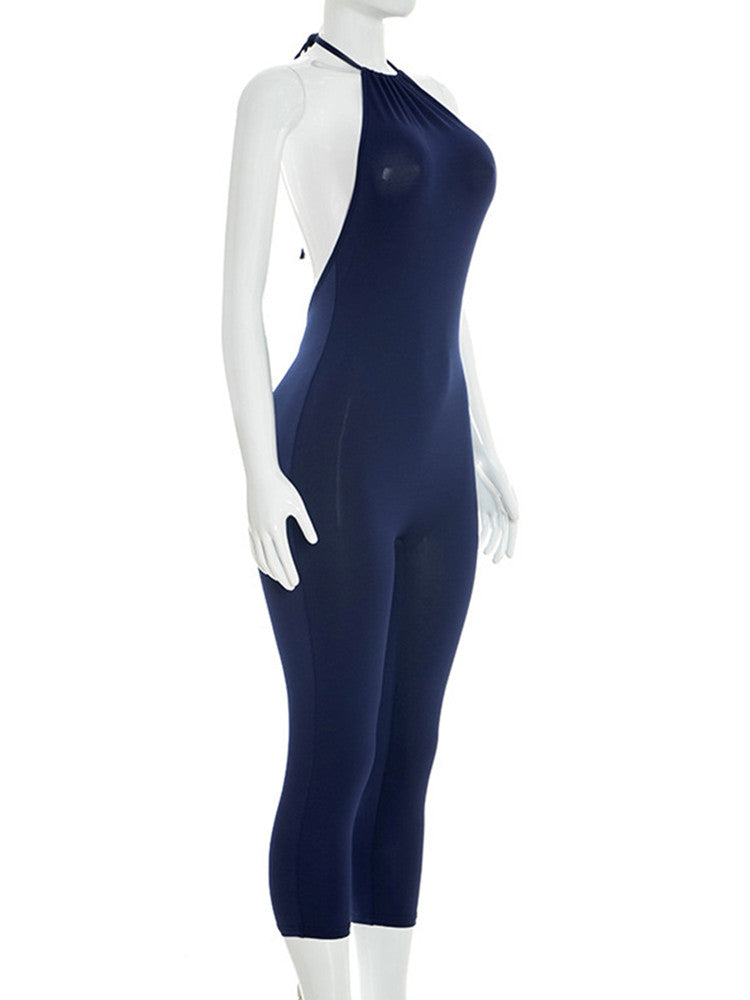 Joskaa Ruched Backless Halter Bodycon Jumpsuit - jumpsuit image 3