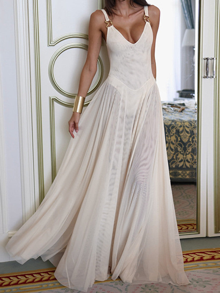 Joskaa Mesh Maxi Dress Solid Holiday See - maxi dress image 1