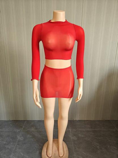 Joskaa Long Sleeve Crop Mini Two Piece Set - two piece set image 10