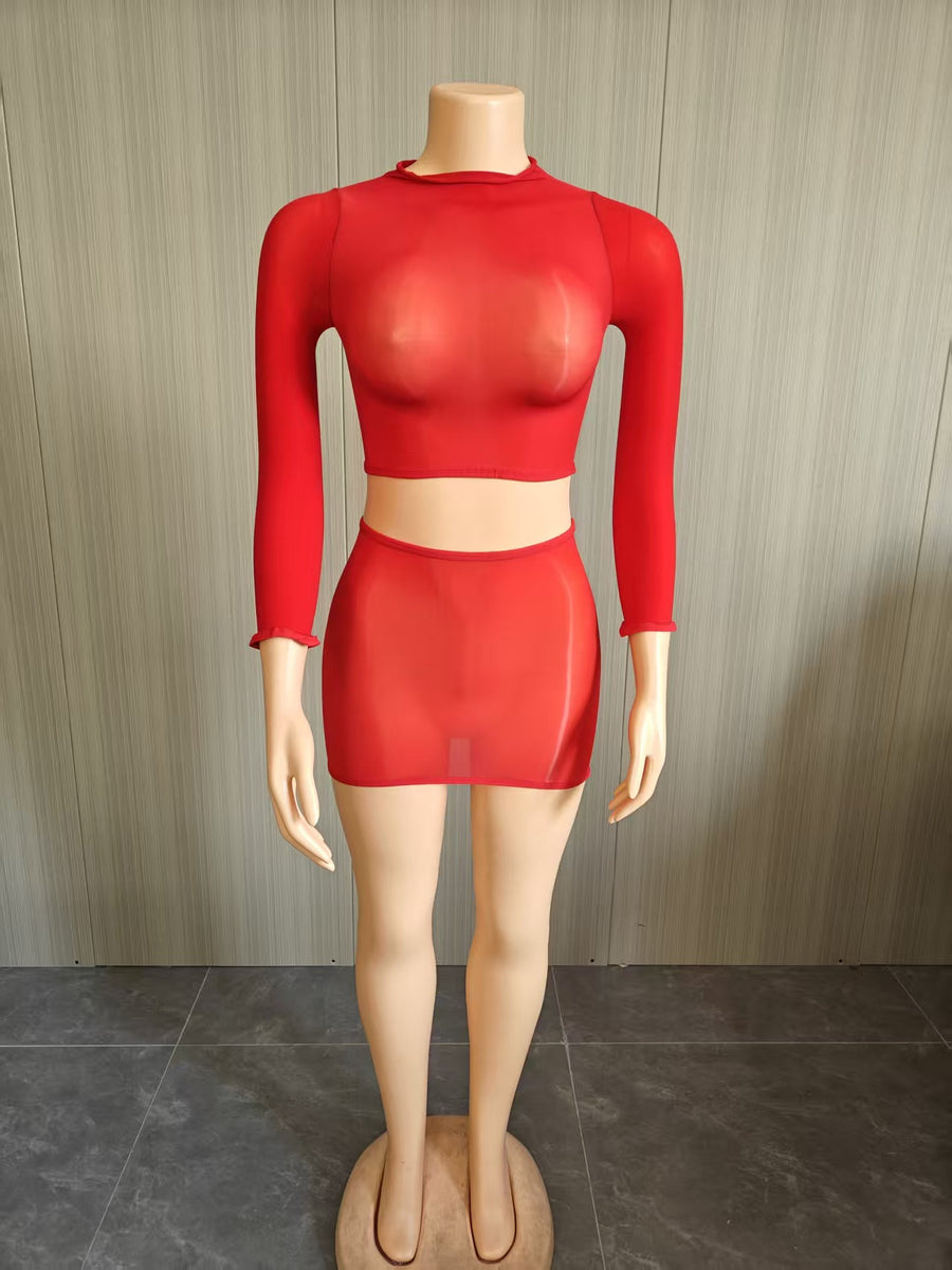 Joskaa Long Sleeve Crop Mini Two Piece Set - two piece set image 10