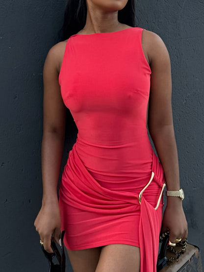 Joskaa Ruched Backless Sleeveless Bodycon Mini Dress - mini dress image 1