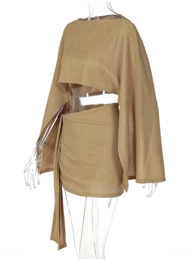 Joskaa Long Sleeve Crop Mini Two Piece Set - two piece set image 3