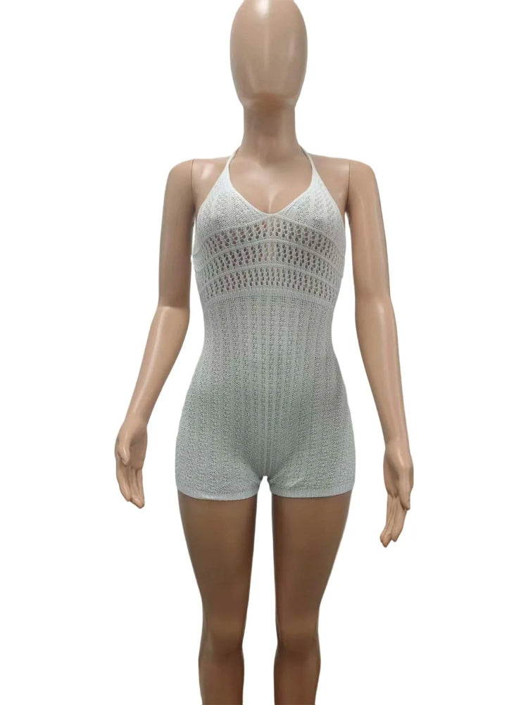 Joskaa Ribbed Knit Backless Halter Sleeveless Romper - romper image 4