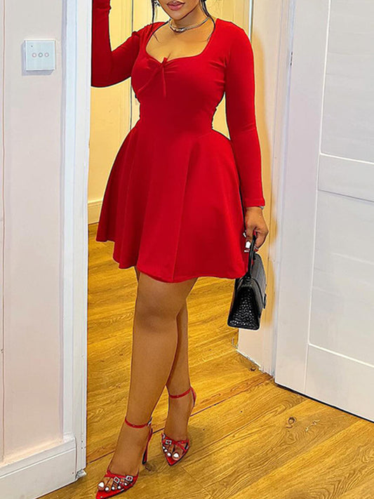 Joskaa Ruched Long Sleeve Bodycon Mini Dress - mini dress image 1