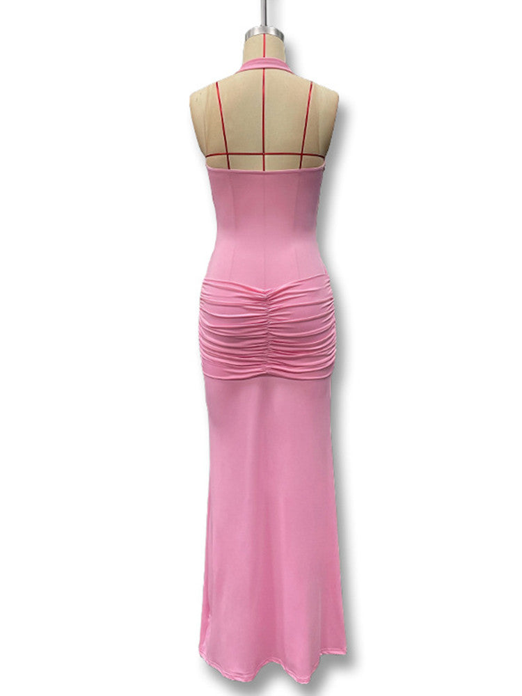 Joskaa Ruched Backless Halter Bodycon Mini Dress - mini dress image 4