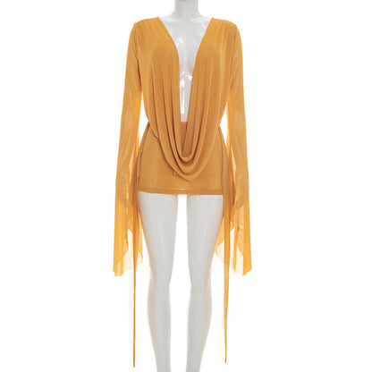 Joskaa Mesh Backless Flare Mini Dress - mini dress image 11