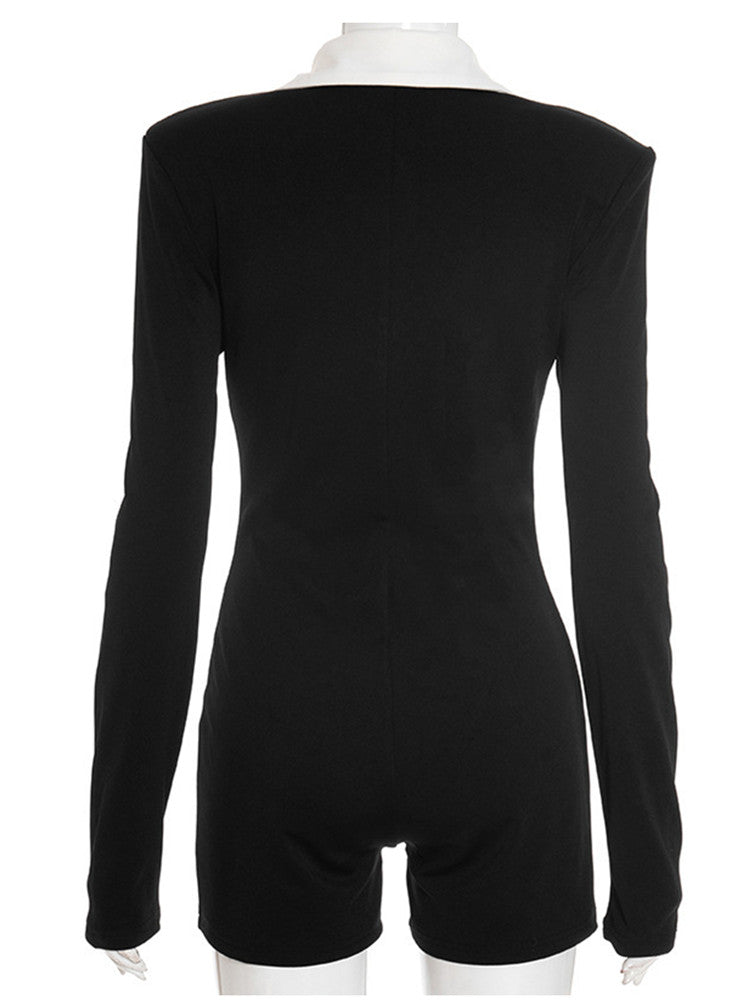 Joskaa Long Sleeve Bodycon Romper Fall Rose Metal - romper image 4
