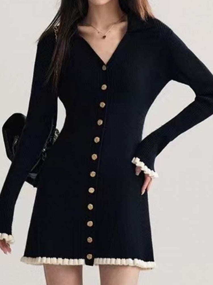 Joskaa Ribbed Knit Long Sleeve Bodycon Mini Dress - mini dress image 1