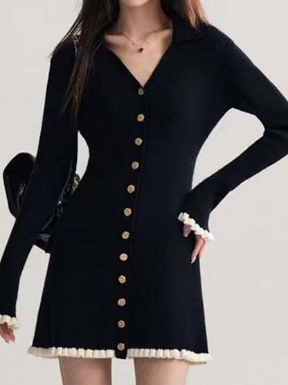 Joskaa Ribbed Knit Long Sleeve Bodycon Mini Dress - mini dress image 1