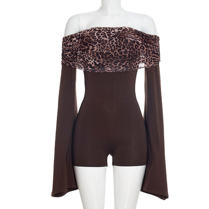 Joskaa Leopard Print Strapless Long Sleeve Bodycon Romper - romper image 6