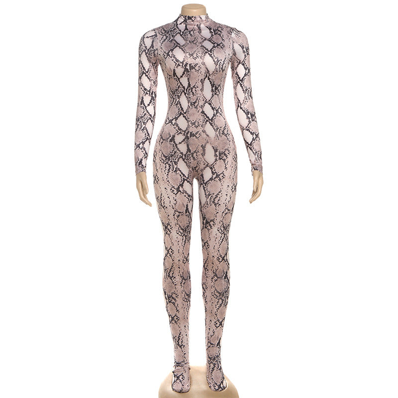 Joskaa Long Sleeve Bodycon Romper Foot Hipster Printed - romper image 7