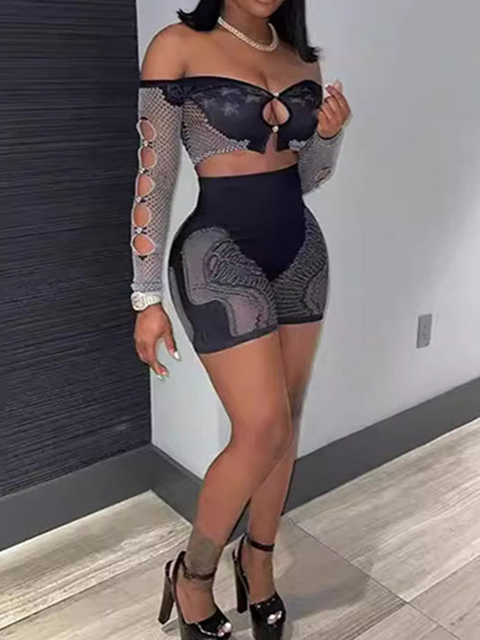 Joskaa Ribbed Knit Long Sleeve Crop High Waist Two Piece Set - two piece set image 1