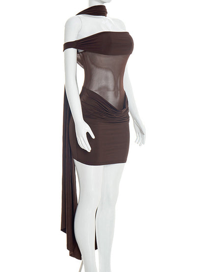Joskaa Mesh Ruched Backless Bodycon Mini Dress - mini dress image 3