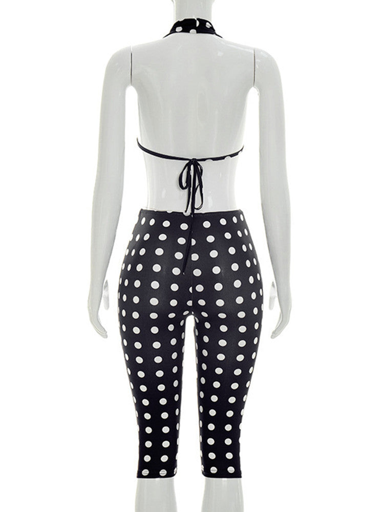 Joskaa Polka Dot Backless Halter Sleeveless Romper - romper image 4