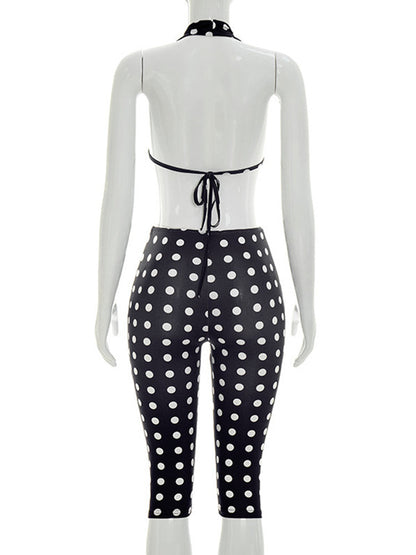 Joskaa Polka Dot Backless Halter Sleeveless Romper - romper image 4