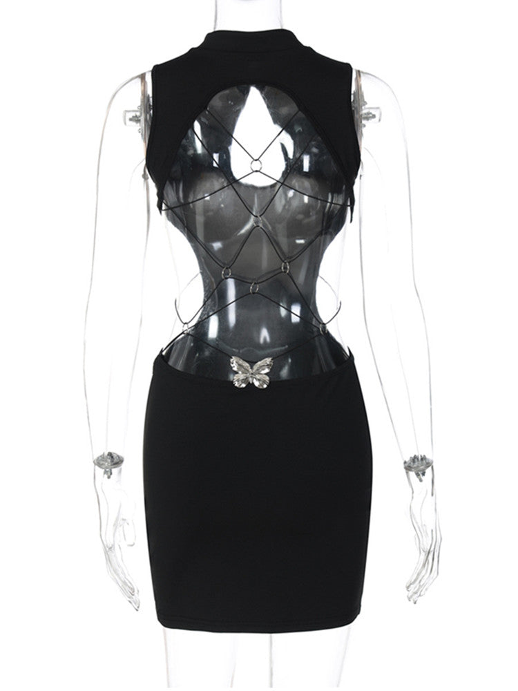 Joskaa Backless Bodycon Dress Black Playsuits Hollow - bodycon dress image 5