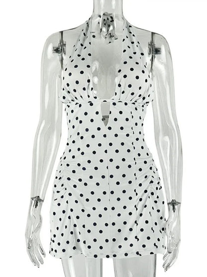 Joskaa Polka Dot Backless Halter Sleeveless Mini Dress - mini dress image 2