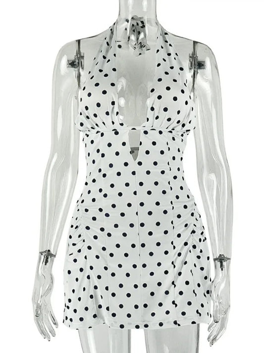 Joskaa Polka Dot Backless Halter Sleeveless Mini Dress - mini dress image 2