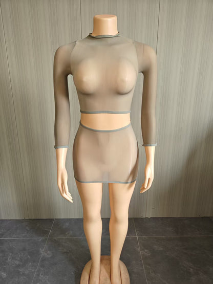 Joskaa Long Sleeve Crop Mini Two Piece Set - two piece set image 9
