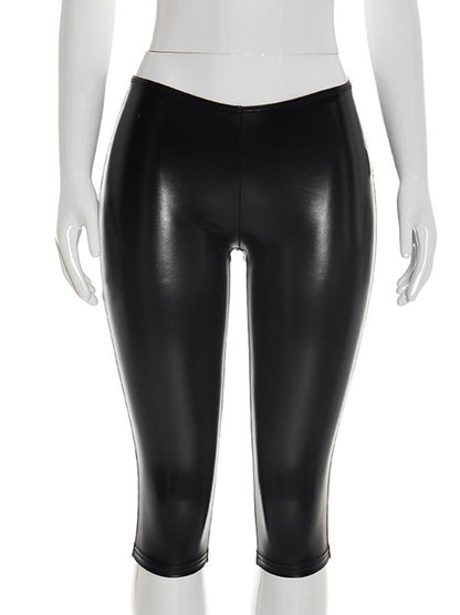 Joskaa Crop Bodycon Pants All Match Bronzing - pants image 2