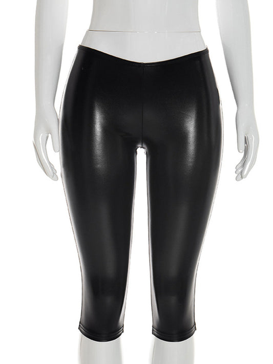 Joskaa Crop Bodycon Pants All Match Bronzing - pants image 2