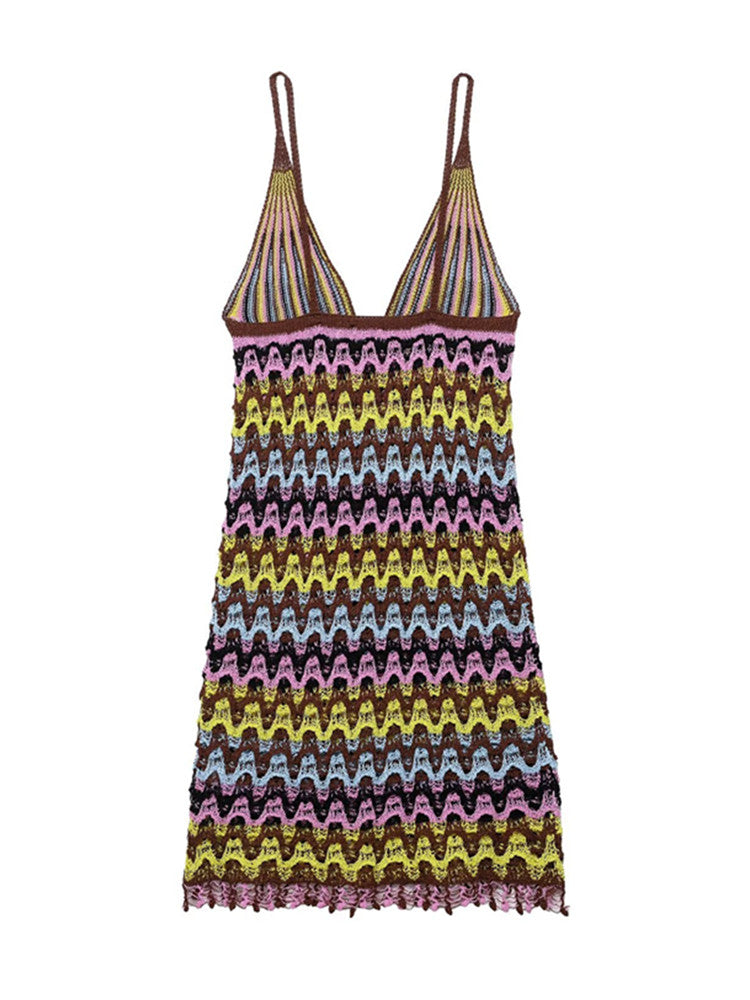 Joskaa Stripe Ribbed Knit Sleeveless Bodycon Mini Dress - mini dress image 3