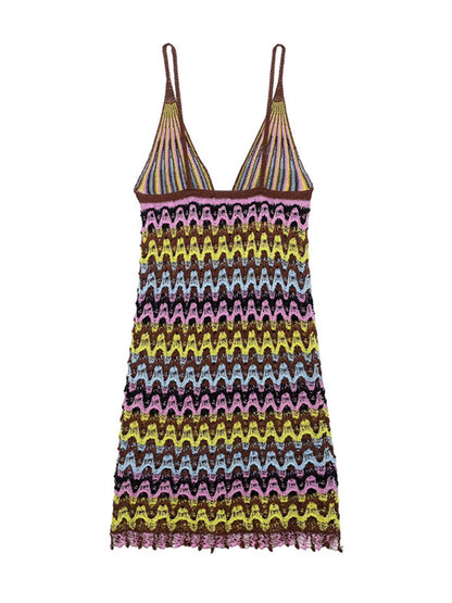 Joskaa Stripe Ribbed Knit Sleeveless Bodycon Mini Dress - mini dress image 3
