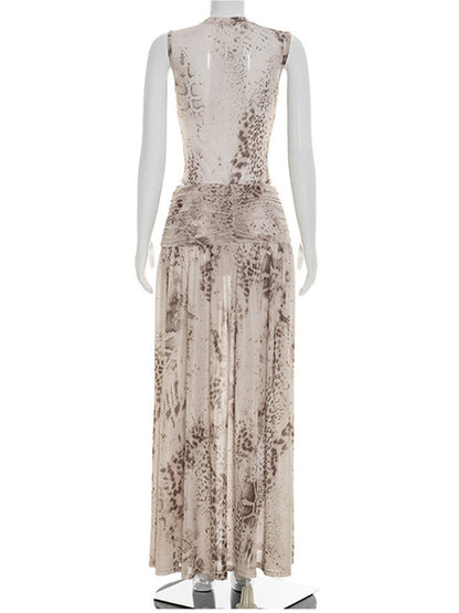 Joskaa Ruched Sleeveless Maxi Two Piece Set - two piece set image 4