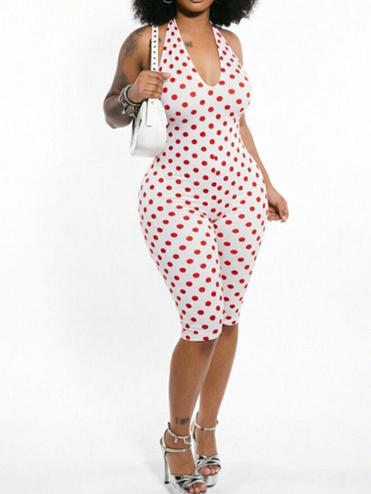 Joskaa Polka Dot Backless Halter Sleeveless Romper - romper image 6