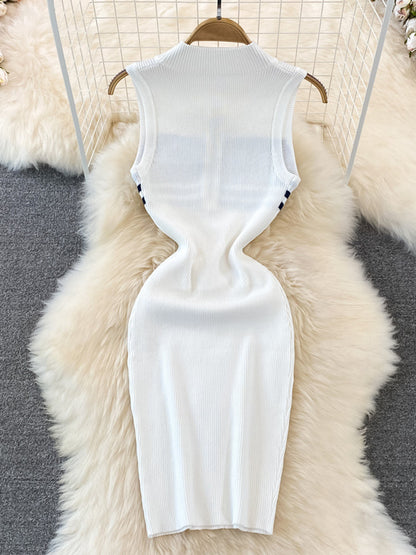 Joskaa Stripe Ribbed Knit Zip Up Sleeveless Mini Dress - mini dress image 4