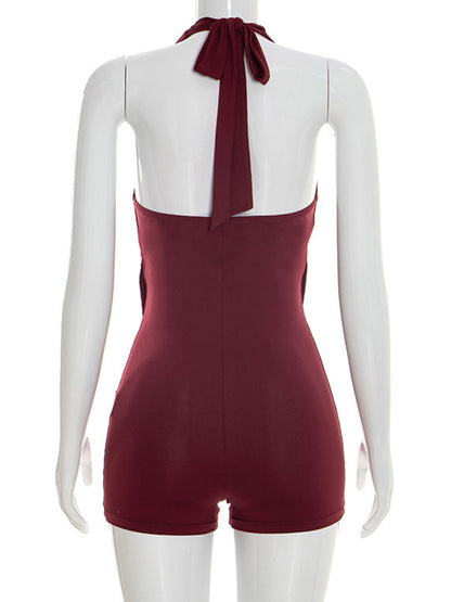 Joskaa Ruched Backless Halter Sleeveless Romper - romper image 4