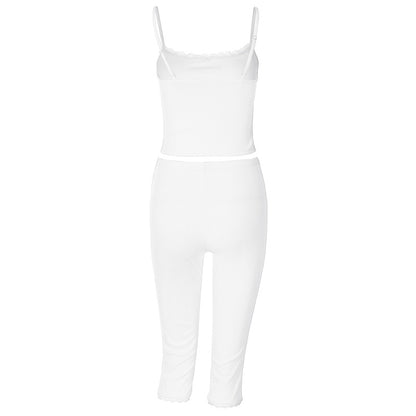Joskaa Lace Crop Two Piece Set Patchwork Homewear Bow - two piece set image 7