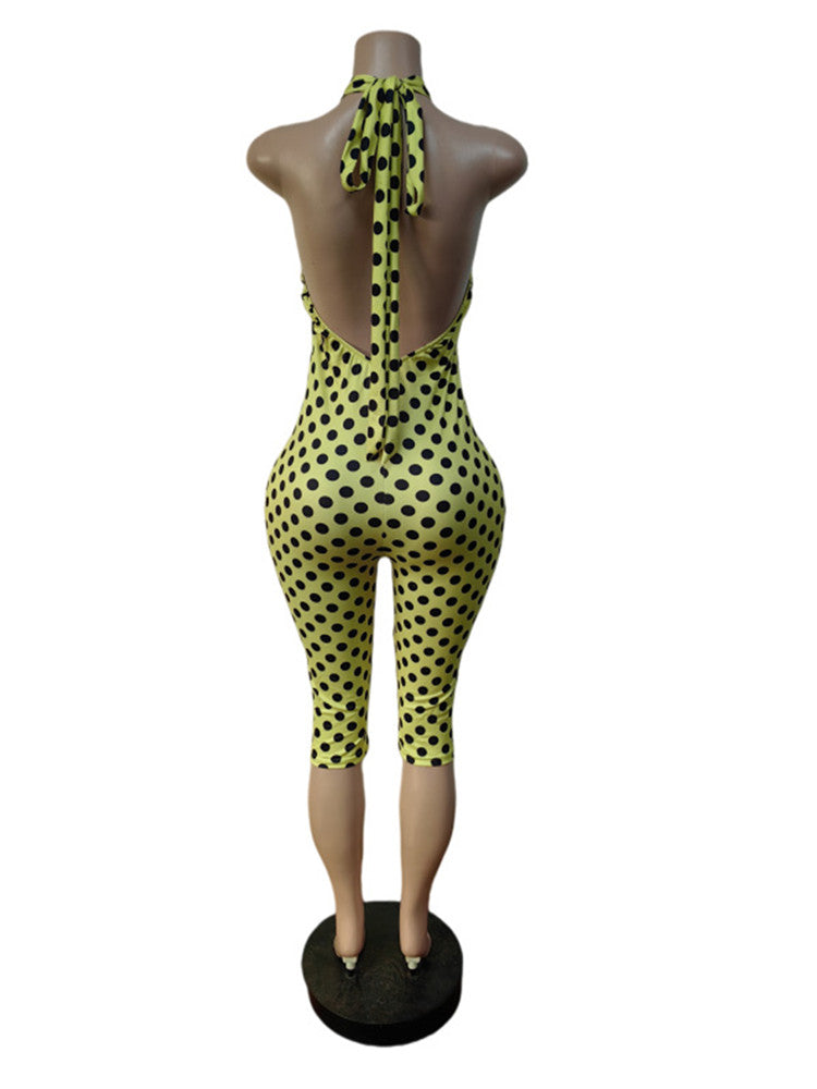 Joskaa Polka Dot Backless Halter Sleeveless Romper - romper image 4