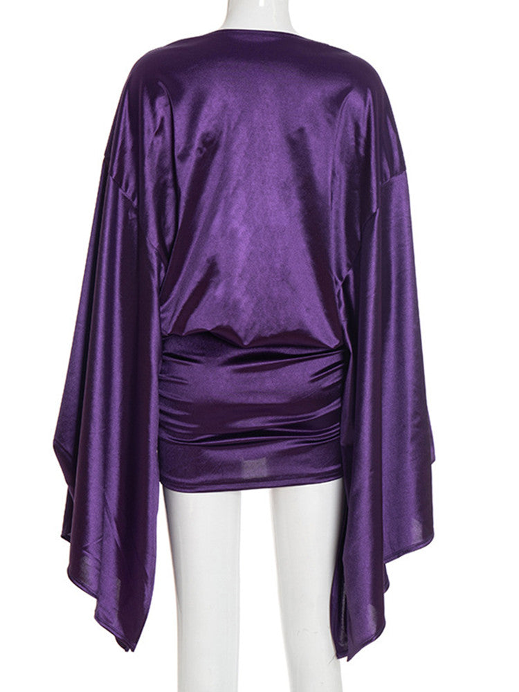 Joskaa Bodycon Pleated Mini Dress Fall Purple Elegant - mini dress image 4